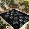thumbnail image 1 of Spring Dandelion Outdoor Rug for Patio/Deck/Porch, Non-Slip Large Area Rug 5 x 7 Ft, Modern Country Flower Black White Indoor Outdoor Rugs Washable Area Rugs, Reversible Camping Rug Carpet Runner, 1 of 8