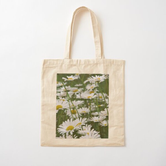 Spring Dasies Canvas Tote Bags, Reusable Shopping Bag