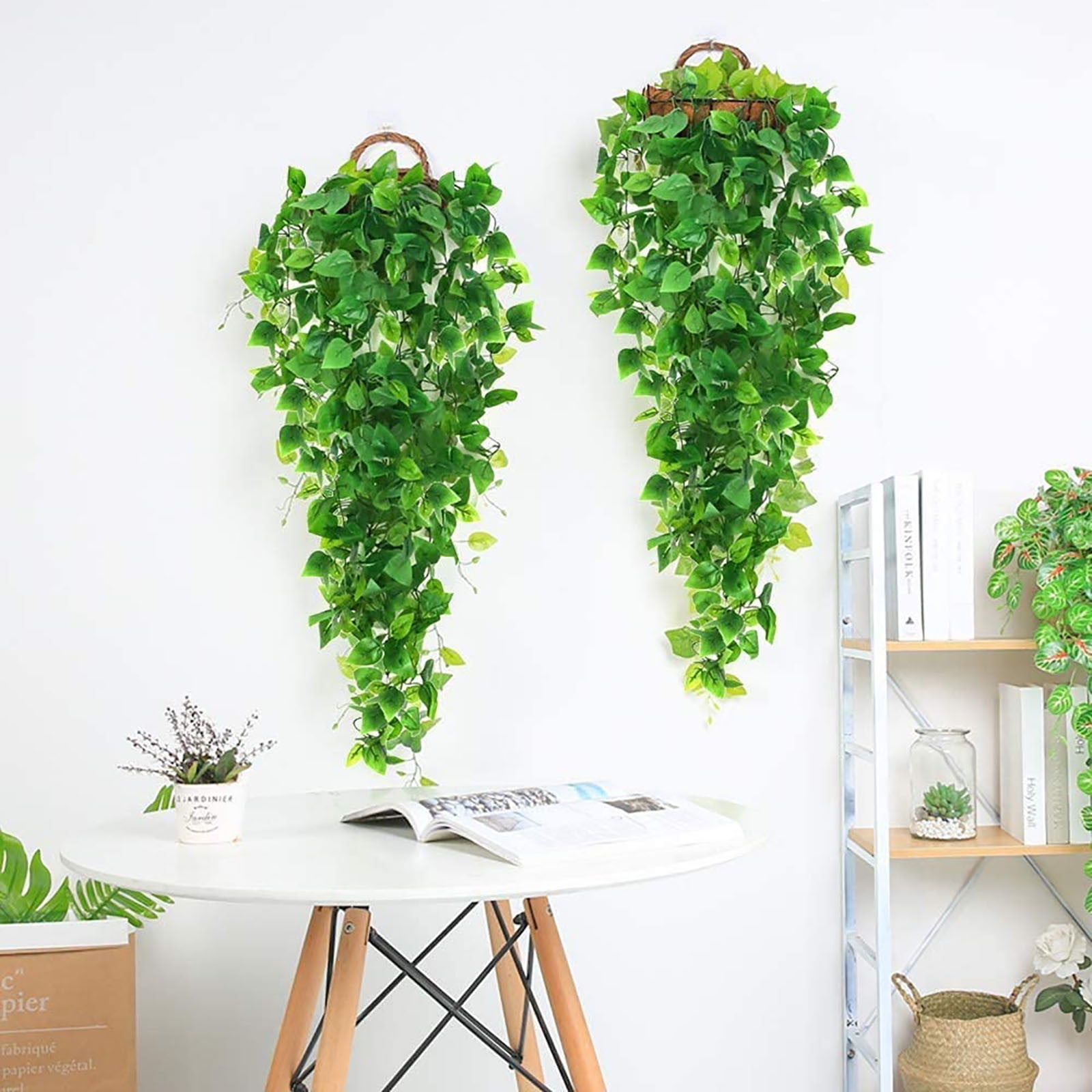 1 Pack Hanging Plants with Pots, Eucalyptus Artificial Plants Green Vines  for Home Decor Living Room Wall Shower Enclosure