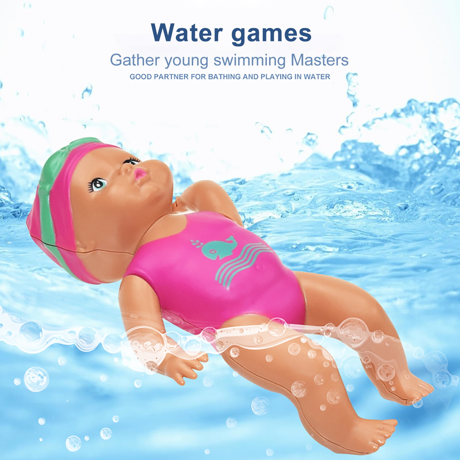 Spring Deals! 6 inch Baby Doll with Rubber Frog Toy, Safe for Water Play in The Bathtub or Pool, Poseable Soft Body, for Kids Ages 6 Months and Up