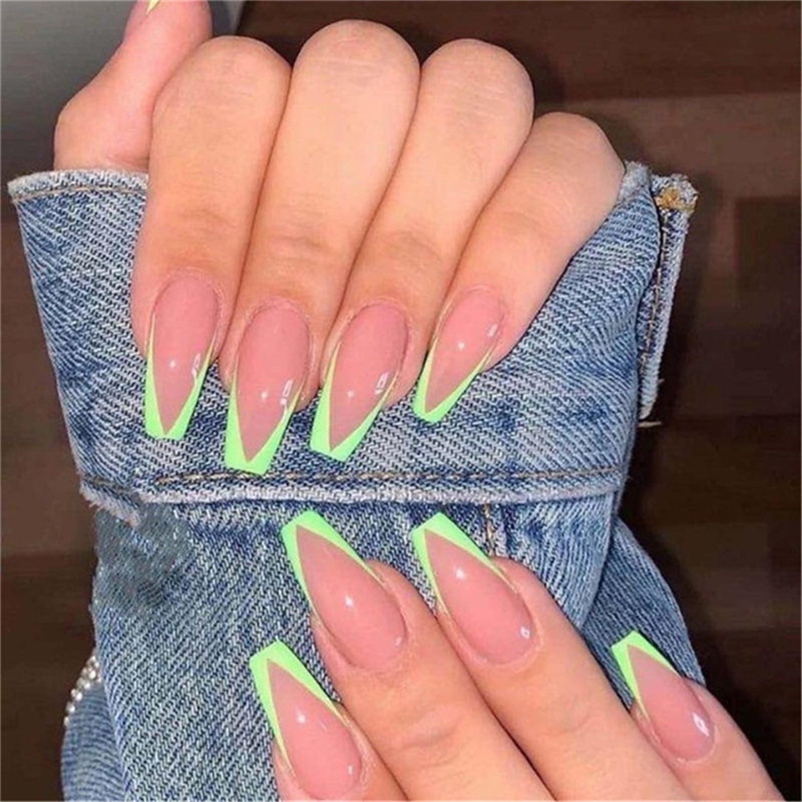 Spring Deals Coffin Nails Long Fake Nails Clear Acrylic Nails Coffin Shaped Ballerina Nails Tips Full Cover False Nail Artificial Nails for Nail
