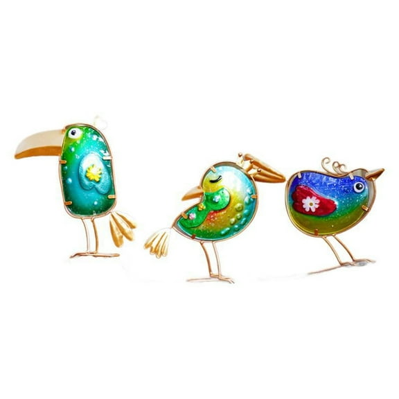 Spring Decor Clearance Qianduo Studio Garden Decor for Outside Outdoor Statue Decorations Glass Yard Art Décor Ornaments for Patio Yard Porch Housewarming 3 Pcs Green, Glass Bird Three-Piece Set
