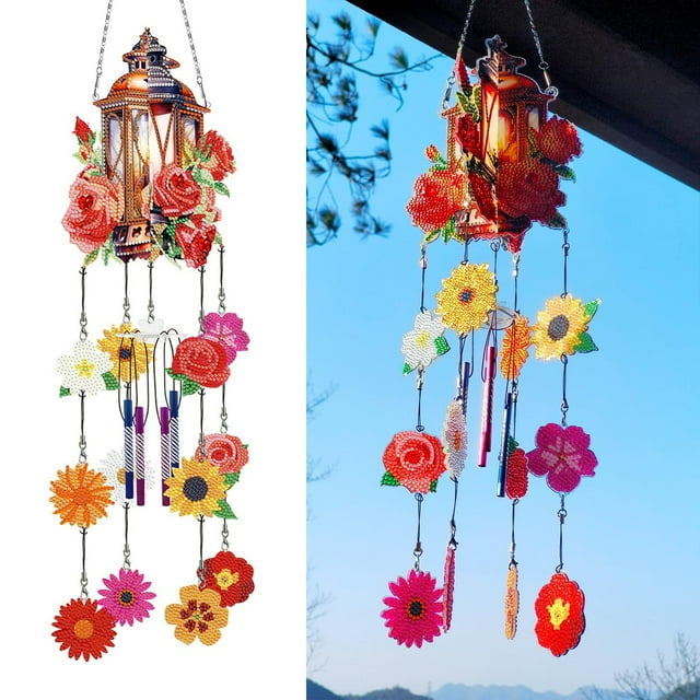 Spring Decor DIY Dotted Diamond Art Painting Wind Chime Kit 3D Sun