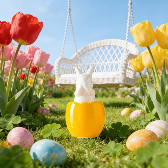 Spring Decor,Easter Ornaments Easter Bunny Ceramic Ornaments