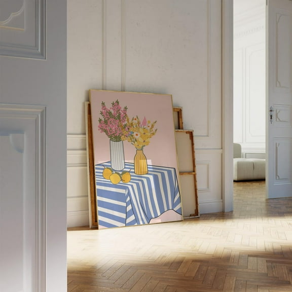 Spring Decor Pastel Kitchen Wall Art, Aesthetic Prints For Dining Decor, French Country Art Cosy Vibes, Pink Blue & Yellow Flowers Art Wall Art, Modern Wall Decor, 8x12 UNFRAMED