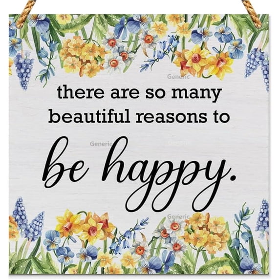 Spring Decor Rustic There Are So Many Beautiful Reasons to Be Happy Wood Sign Spring Art Decorations Tabletop Shelf Desk Home Decor Wood Sign Wooden Wall Decor 5 * 5 inch