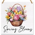 thumbnail image 1 of Spring Decor Spring Blooms Wood Sign Home Desk Tabletop Shelf Decor Farmhouse Spring Decorations Wood Sign Wooden Wall Decor 5 * 5 inch, 1 of 5