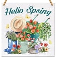 thumbnail image 1 of Spring Decor Welcome Spring Wooden Sign, Farmhouse Hello Spring Wood Plaque Sign Rustic Home Decor Wood Sign Wooden Wall Decor 8 * 8 inch, 1 of 5