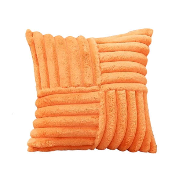 Spring Decoration Throw Pillow Covers 18x18 Inch Set of 2 Faux Fur Soft Fluffy Velvet Cushion Case Farmhouse Home Decor for Couch Bed Sofa Living Room, Orange