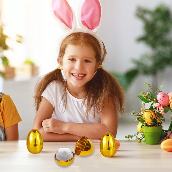 Spring Decorations, Easter Eggs Fillable Golden Plastic Surprise Eggs Toy Basket Stuffers for Kids Holiday Game Treats Party Favors