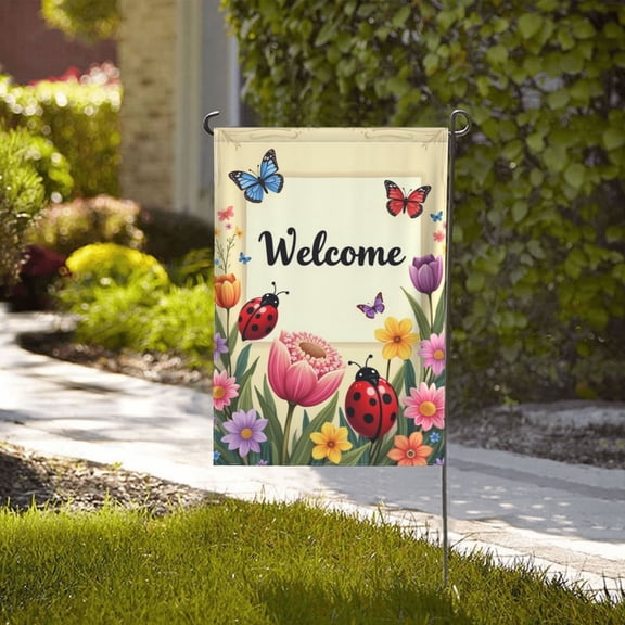 Spring Decorations For Home Hummingbirds Birds Butterfly Black White Plaid Spring Summer Garden Flag 12 X 18 Inch Double Sided,Welcome Farmhouse Yard Outdoor Flag