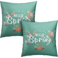 thumbnail image 1 of Spring Decorations Pillow Covers Colorful Cute Floral Throw Pillows Case 20 x 20 Bird Dark Green Pillowcases Set of 2 Spring Day Home Decor for Indoor Living Room Bed, 1 of 6