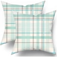 thumbnail image 1 of Spring Decorative Pillow Covers 16x16 Set of 2 Light Blue Green Grey Buffalo Plaid Holiday Throw Pillows Spring Summer Decorations Pillowcase Cotton Square Cushion Cover Decor for Home Couch Bed Soft, 1 of 6
