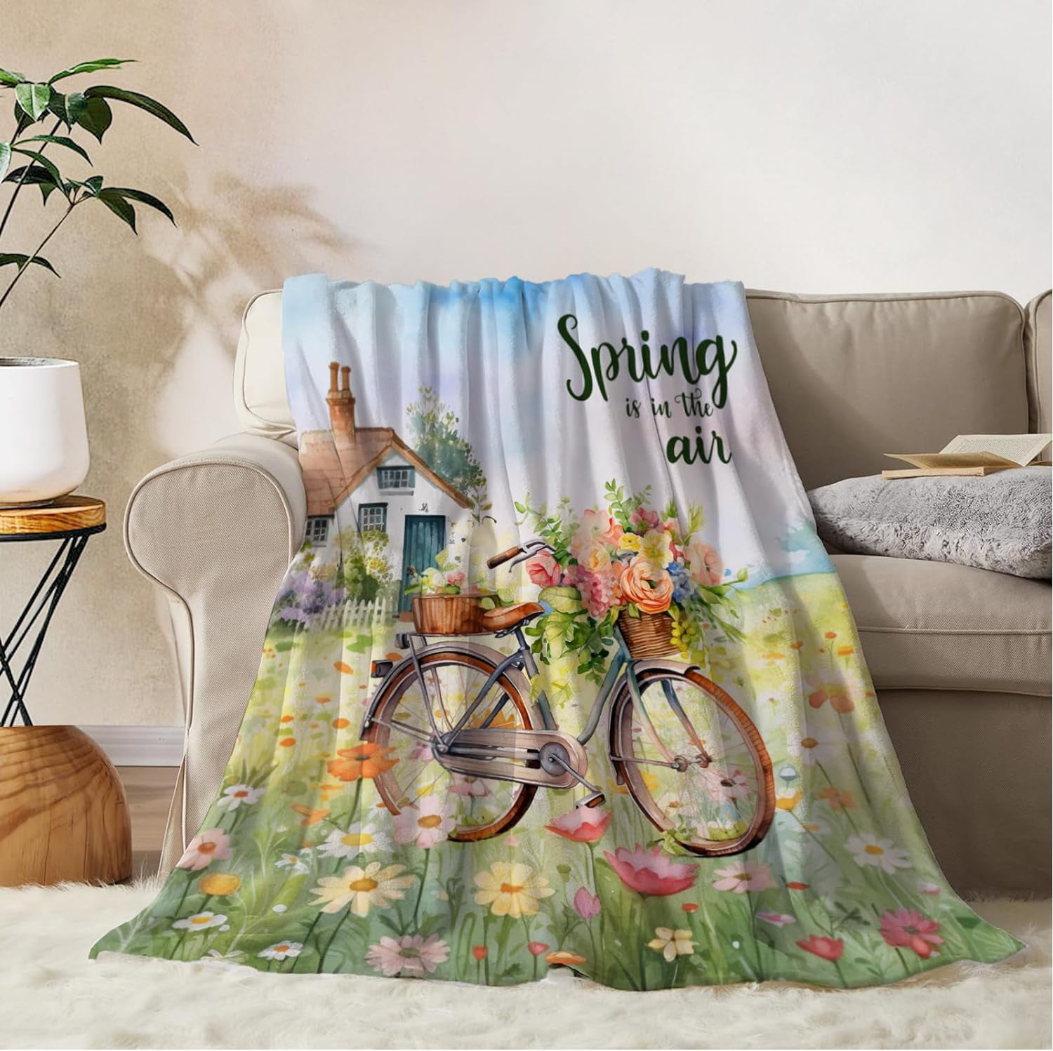 Wildflowers Fleece Blanket – Super Soft Plush Throw, 50x60 Inches, Floral Botanical Design For All Seasons - View #3