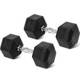 thumbnail image 1 of Sprint Demon Rubber Hex Dumbbells, 25lb Pair, Black, 1 of 6