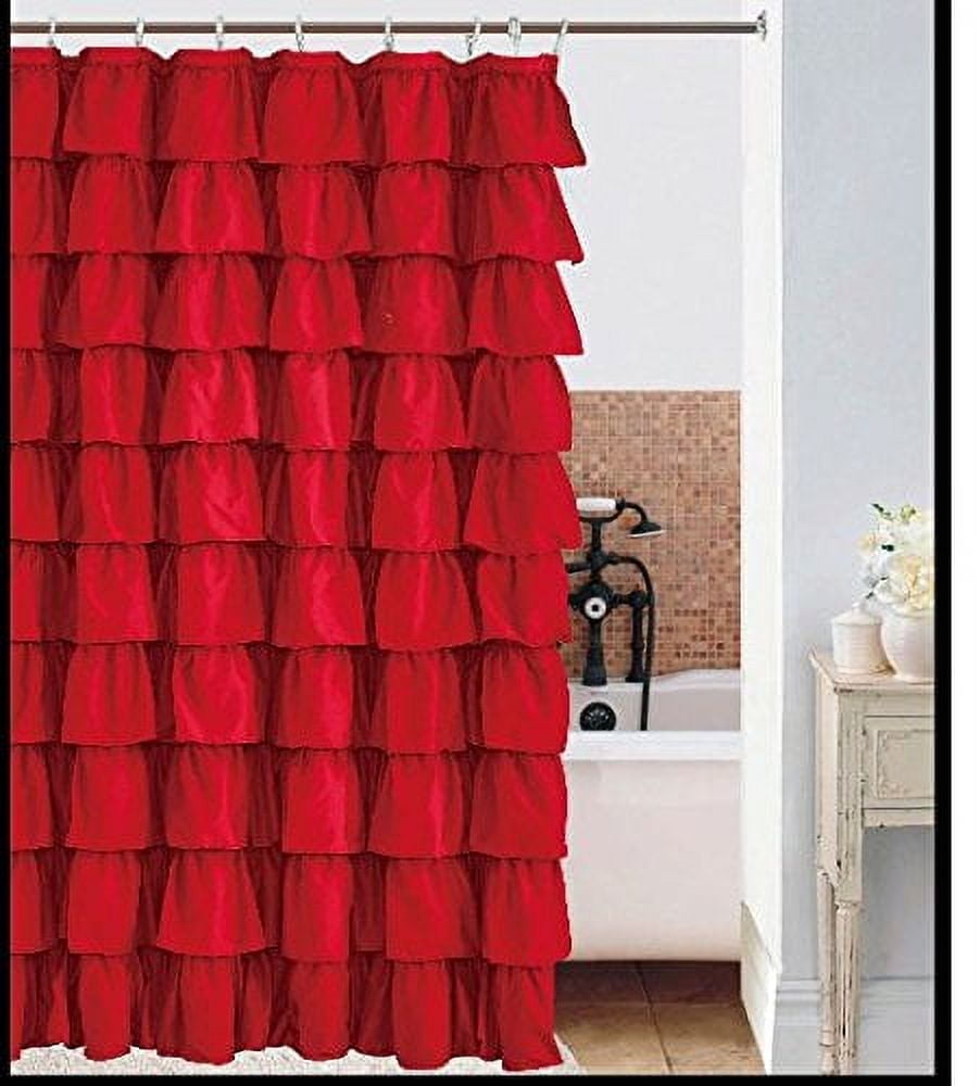 Spring Design Flamenco Ruffle Shower Curtain (RED)