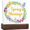 thumbnail image 1 of Spring Desk Decor,Spring Blessings Ceramic Desk Sign,Funny Spring Plaque Desk Decor,Rustic Spring Butterfly Wreath Plaque Sign For Farmhouse Home Garden Shelf Office Tabletop Decorations, 1 of 5