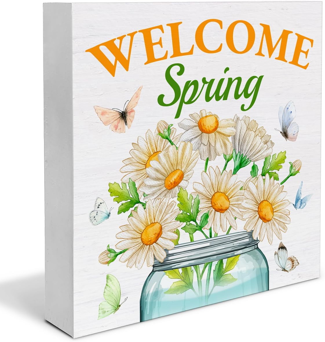 Spring Desk Decor Spring Sign Decorations Welcome Spring Daisy Wood ...