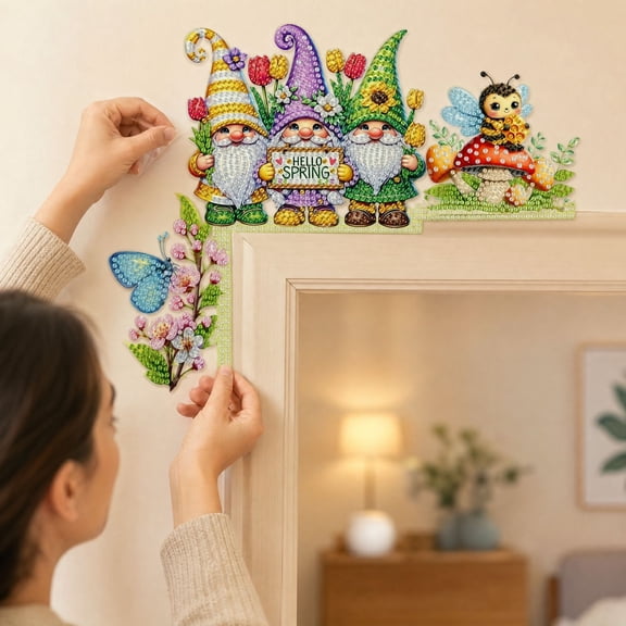 Spring Diamond Art Door Corner Frame,Hanging Diamond Art for Easter,Diamond Painting Kit 1 Pack