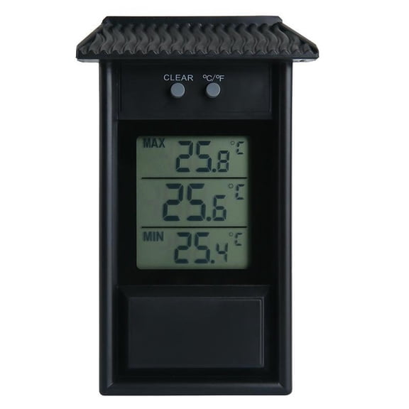 Spring Digital Max Min Thermometer with Temperature Gauge for Indoor Outdoor Use Suitable for Garden and Greenhouse Battery Powered black