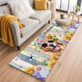 thumbnail image 1 of Spring Dog 2'x6' Runner Rugs for Hallway Kitchen Bedside Non Slip Washable, Retro Watercolor Botanical Floral Sunflower Entryway Rug Runners with Rubber Backing, Long Carpet Runner for Laundry Room, 1 of 8