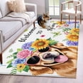 thumbnail image 1 of Spring Dog Area Rugs 4'x6', Washable Small Throw Rugs for Office Bathroom, Watercolor Botanical Floral Sunflower Indoor Outdoor Rug Non-Slip Low Pile Carpet Runner Reversible Floor Mats, 1 of 8