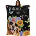 thumbnail image 1 of Spring Dog Blanket Soft Cozy Warm Throw Blanket for Couch, Plush Fuzzy Flannel Fleece Blankets for Sofa, Black Watercolor Botanical Floral Sunflower Bed Blankets Lightweight Gifts for Women, 40"x60", 1 of 9