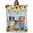 thumbnail image 1 of Spring Dog Blanket Soft Cozy Warm Throw Blanket for Couch, Plush Fuzzy Flannel Fleece Blankets for Sofa, Sunflower Daisy Botanical Blue Plaid Bed Blankets Lightweight Gifts for Women, 50"x60", 1 of 9