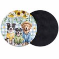 thumbnail image 1 of Spring Dog Coasters Set of 2, Absorbent Coasters for Drinks, Sunflower Daisy Botanical Blue Plaid Coaster for Desk Coffee Table Protection, Home Decor House Warming Gifts 4", 1 of 8
