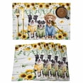 thumbnail image 1 of Spring Dog Placemats Set of 12 Sunflower Daisy Botanical Vintage Place Mats Indoor Wipeable Table Mats Washable Cloth Dining Table Placemats for Kitchen Holiday Party Home Decor 13x19 Inch, 1 of 9
