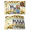 thumbnail image 1 of Spring Dog Placemats Set of 4, Sunflower Daisy Botanical Yellow Ombre Placemats for Dining Table, Place Mats for Kitchen Tabletop, Waterproof Wipeable Dining Table Mats Set, 1 of 9