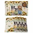 thumbnail image 1 of Spring Dog Placemats Set of 6, Sunflower Daisy Botanical Rustic Placemats for Dining Table, Place Mats for Kitchen Tabletop, Waterproof Wipeable Dining Table Mats Set, 1 of 9