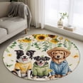thumbnail image 1 of Spring Dog Round Rug 3ft Washable Circle Entryway Rugs Non Slip Sunflower Daisy Botanical Rustic Area Rug Indoor Floor Carpet for Bedroom Kitchen Living Room Home Office Dining Room Nursery, 1 of 8