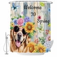thumbnail image 1 of Spring Dog Shower Curtain Set - Small 36" x 72" Washable Bathtub Curtain with 12 Hooks, Retro Watercolor Botanical Floral Sunflower Waterproof Fabric Stall Shower Curtains for Bathroom/Bathtub Décor, 1 of 6