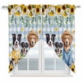 thumbnail image 1 of Spring Dog Swag Curtains for Kitchen/Bedroom/Living Room, Sunflower Daisy Botanical Blue Plaid Scalloped Curtains 63 Inch Long, Rod Pocket Window Swag Topper Curtains Valances 2 Panels Set 36"x63", 1 of 8