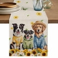 thumbnail image 1 of Spring Dog Table Runner 72 Inches, Sunflower Daisy Botanical Rustic Bed Runner Dresser Scarves Tabletop for Indoor Outdoor Parties/Ceremony/Banquet, 16" x 72", 1 of 8