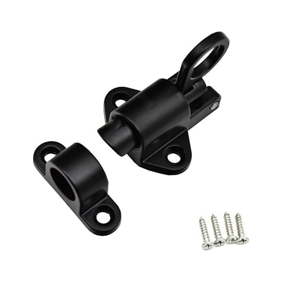 Spring Door Lock Self-Closing Latch, Automatic Security Sash Gate Bolt for Home Cabinet Drawer Shed Warehouse, Aluminum Alloy Hardware with Screws, Black White Silver(black)