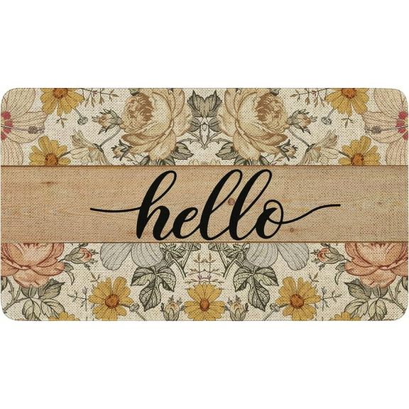 Spring Door Mat Daisy Welcome Door Mats Hello Spring Mat for Indoor Outdoor Non Slip Spring Decor Doormat 17"x30"