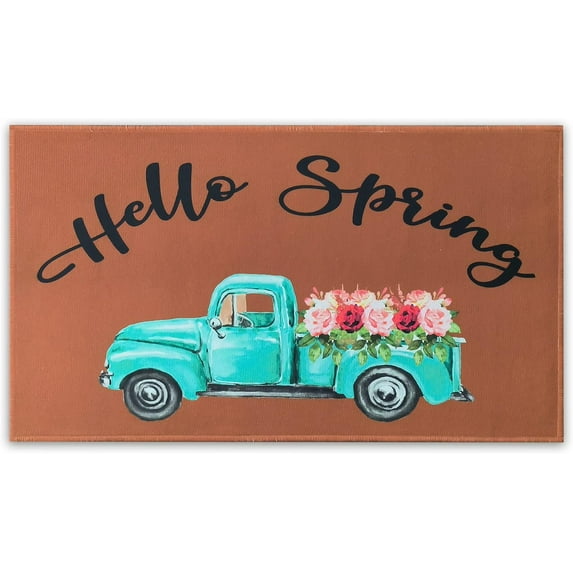 Spring Door Mat for Front Door Welcome Doormat Non-Slip Washable Spring Outdoor Mat Entry Doormat for Indoor Outdoor Home Spring Decorations 17 x 30 Inch