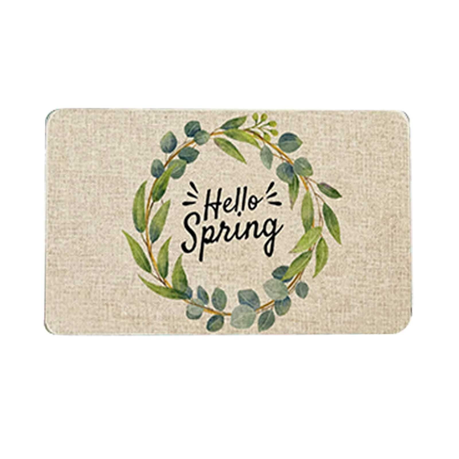 Spring Door Mat Hello Spring Floral Flowers Holiday Doomat Farmhouse ...