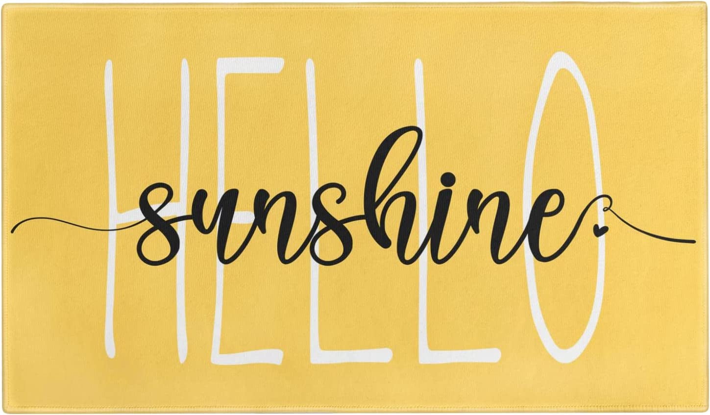 Spring Door Mat,Yellow Hello Sunshine Indoor Outdoor Non-Slip Doormat ...