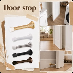 Spring Door Stop, Wall Mounted Door Stoppers, Rubber Tip, Spring Loaded, 3.5X1.5X1.5 in 12 Pack Set with 12 Matching Screws and 12 Mounting Gaskets, Soft Touch Noise Reducing Wall