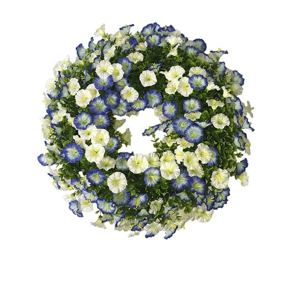 Spring Door Wreath 16 Inches Artificial Greenery Floral Wreath for Front Door Wall Indoor Outdoor Holiday Home Decor(C)