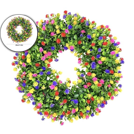 Spring Door Wreath, Outdoor Wreaths Weatherproof, Colorful Cottage Wreath, Decor for Home, Farmhouse, Spring, Summer, Fall, All Seasons