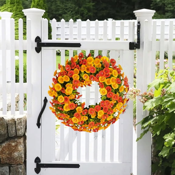 Spring Door Wreath, Winter Wreath with Artificial Greenery, Frosted Foliage and Berries, 15.74 Inch Farmhouse Wreath for Front Door, Wall Decoration for Indoor Outdoor Holiday Home Decor