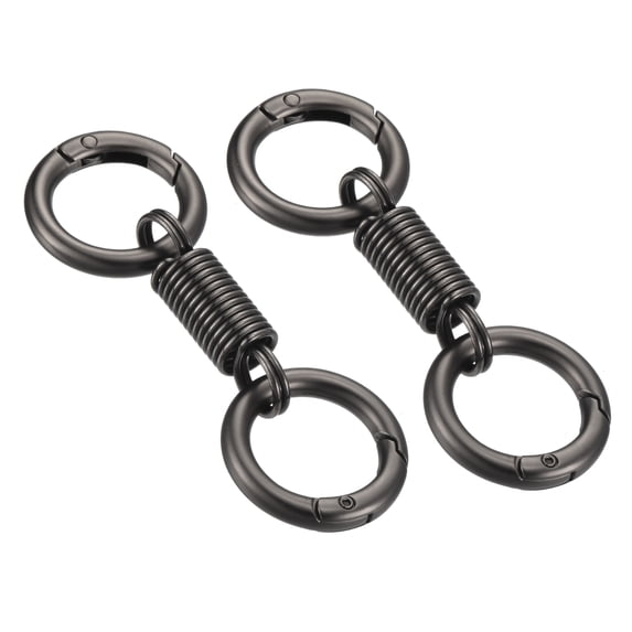 Spring Double Ring Keychain Dual Key Ring Holder Detachable Keychain Spring Shaped Key Accessories Dual Split Key Ring Matte Black 2
