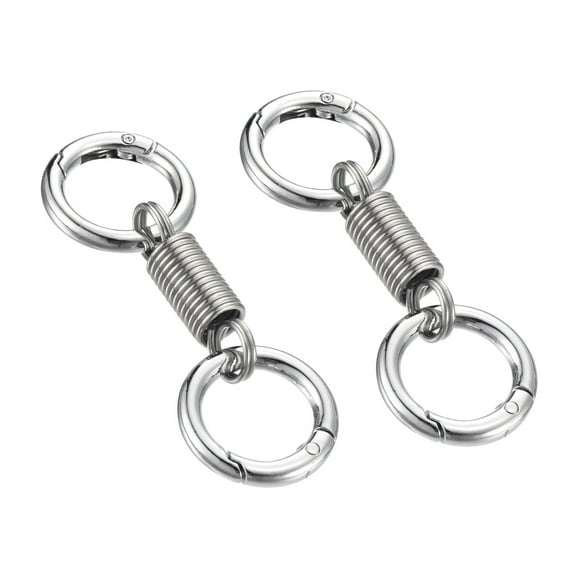 Spring Double Ring Keychain Dual Key Ring Holder Detachable Keychain Spring Shaped Key Accessories Dual Split Key Ring Silver 2