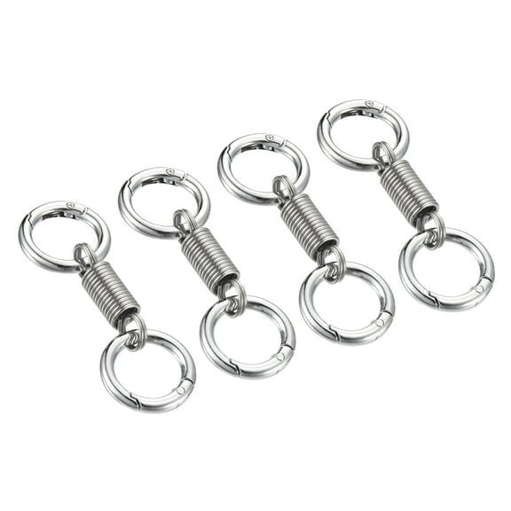 Spring Double Ring Keychain Dual Key Ring Holder Detachable Keychain Spring Shaped Key Accessories Dual Split Key Ring Silver 4