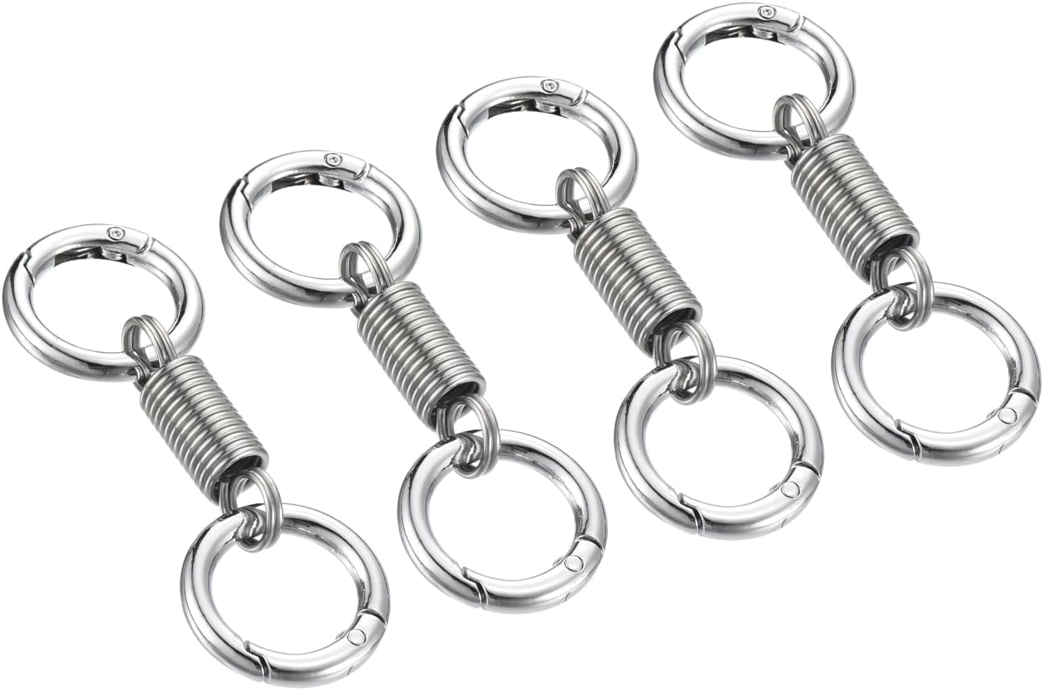 Spring Double Ring Keychain Dual Keyring Holder Detachable Spring ...