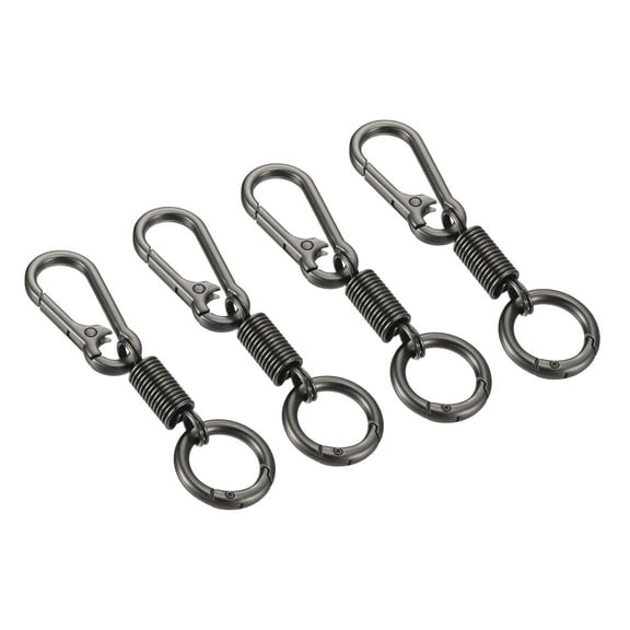 Spring Double Ring Keychain Holder Detachable Keychain Spring Shaped Accessories Black 4